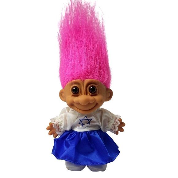 Vintage Russ Troll Doll Isreal Jewish 5" Doll Around The World Pink Hair RARE HT - Picture 1 of 4